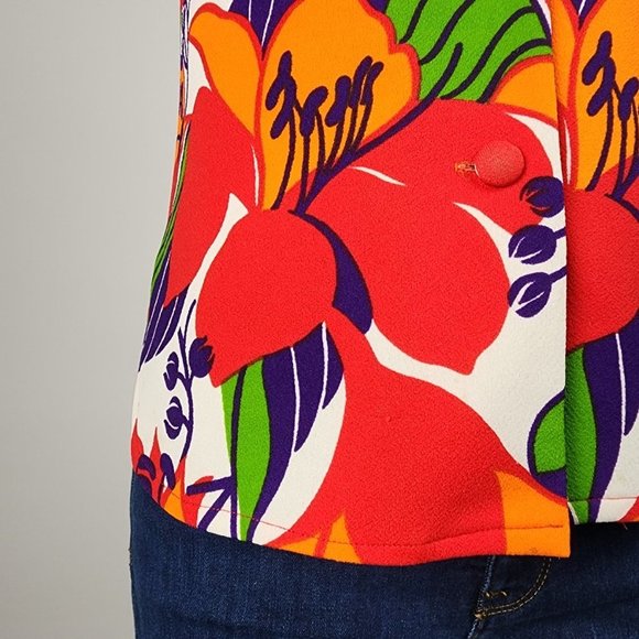 Vintage Marjorie Hamilton Red Floral Sleeveless Button Up Top Size M - Picture 4 of 8